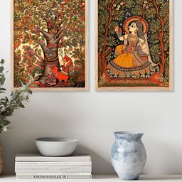 Kotart Brown, Red & Yellow 2 Pieces Wooden Abstract Wall Arts-picture-30