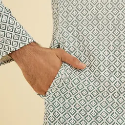 Manyavar Ethnic Motifs Embroidered Mandarin Collar Kurta With Pyjamas image 5