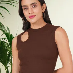 BAESD Women High Neck Cotton Crop Top-image-64