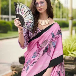 KALINI Floral Satin Saree image 5