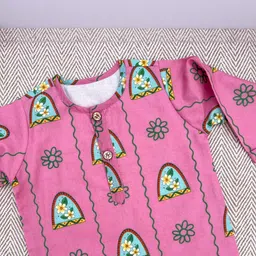 Bhaakur Kids Floral Printed Round Neck Long Sleeves Kurta & Pyjamas image 5