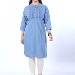 SK Creation Mandarin Collar Denim A-Line Kurta-picture-14