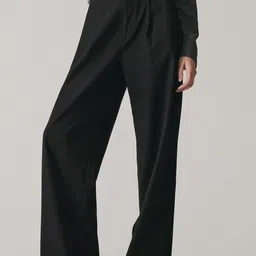 FNOCKS Women Relaxed Straight Leg Loose Fit High-Rise Pleated Trousers-image-54