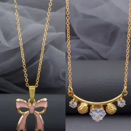 Birado Jewellery Set Of 2 Stainless Steel Gold-Plated Artificial Beaded Minimal Chain-picture-44