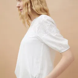 Fame Forever by Lifestyle Women Off White Regular Embroidered Top image 5