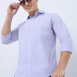 Raymond Men Chambray Solid Casual Shirt image 3