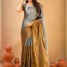Bengal S Women Solid Tissue Half and Half Saree-image-29