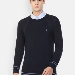 Louis Philippe Men Navy Blue Pullover-image-33