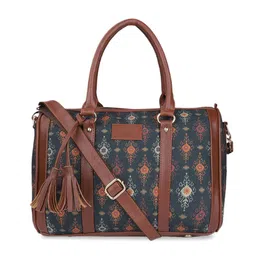 THE CLOWNFISH Green Printed Structured Handheld Bag with Tasselled image 1