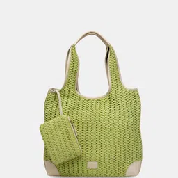 HIE Anya Textured Self Design Shopper Tote Bag With Hanging Pouch-picture-29