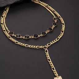 VOGUE PANASH Gold-Toned & Black Gold-Plated Layered Necklace-picture-24