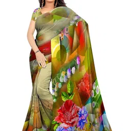 SHIVAM FABRICS Floral Poly Georgette Saree-picture-29
