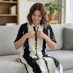 SZN Floral Printed Mandarin Collar Cotton Straight Kurtas-picture-33