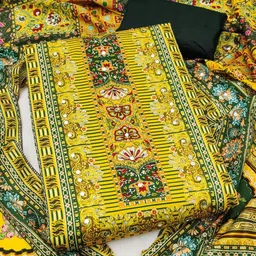 DWARKAPURI FASHION Embroidered Silk Crepe Unstitched Dress Material-picture-36