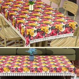 RUBOXA White Set of 2 Floral Waterproof Plastic 6-Seater Table Cover-picture-37