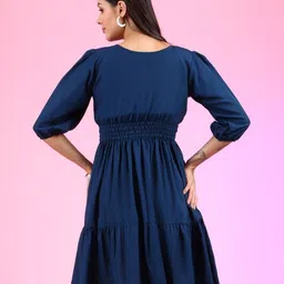 Krunal Raiyani Women V-Neck Puff Sleeves Fit & Flare Dress image 2