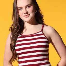 Istyle Can Women Striped Shoulder Straps Crop Top-image-93