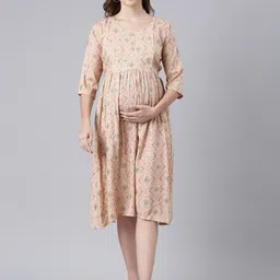 THE MAMA KLUB Printed Fit & Flare Maternity Dresses image 1