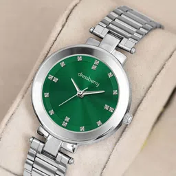 DressBerry Women Brass Embellished Dial & Stainless Steel Straps Analogue Watch DB-032-Green-picture-14