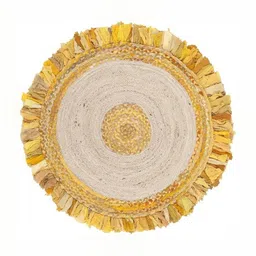 Handmakers Beige & YellowBraided Jute Round Floor Mat image 2