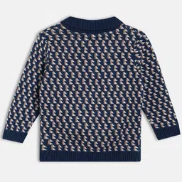 MINI KLUB Boys Full Sleeves Geometric Checked V-Neck Pullover Sweater image 3