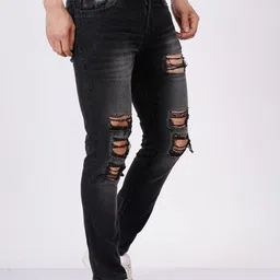 SZN Men Classic Regular Fit Mid-Rise Mildly Distressed Heavy Fade Jeans image 2