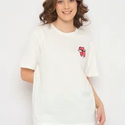 Mast & Harbour Women Floral Printed Round Neck Cotton Relaxed Fit T-shirt-picture-38