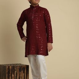 Pro-Ethic STYLE DEVELOPER Boys Paisley Embroidered Regular Pure Cotton Kurta with Pyjamas-picture-6