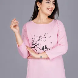 Cloth Bites Women Printed Raw Edge T-shirt image 1