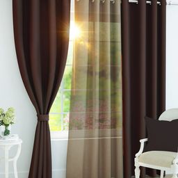 Story@home Coffee Brown Set of 3 Black Out Long Door Curtain-picture-22
