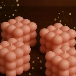 Mandy & Co Pink 4 Pieces Round Lead-Free Wick Pillar Candles image 1