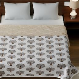 RF RELAXFEEL White & Brown Floral Cotton Heavy Winter 150 GSM Double Bed Dohar-picture-37