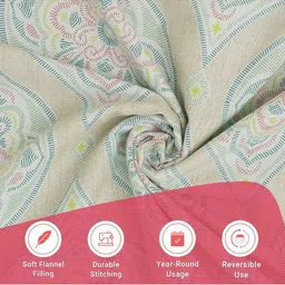 LIVSPACE Fluorescent Green & Cream-Coloured Ethnic Motifs AC Room 110 GSM Dohar image 2