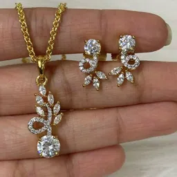 BDIVA Gold-Plated Cubic Zirconia Stone Studded Jewellery Set-picture-38