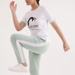 Slumber Jill Round Neck Pure Cotton Tshirt With Track Pants Co-Ords image 5