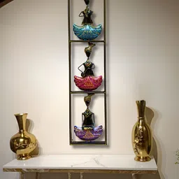 ANSHIKA INTERNATIONAL Black & Blue Printed Rajasthani Musician Metal Wall Decor-image-46