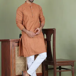 Jompers Men Embroidered Regular Chikankari Pure Cotton Kurta with Pyjamas image 3