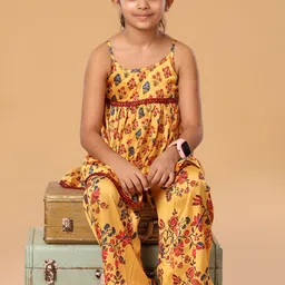 The Mini Trunk Girls Floral Printed Regular Kurti with Palazzos image 4