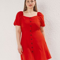 Trendyol Women Plus Size Square Neck A-Line Dress-picture-29