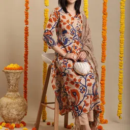 DIVASTRI Women Floral Printed Regular Kurta with Trousers & With Dupatta-image-41