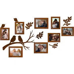 Art Street Brown 8 to 12 Pieces MDF Wall Photo Frames with Leaves Birds Cutouts image 5