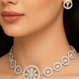 Nui Artificial Stones Studded Necklace And Earrings-image-11