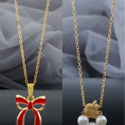 Birado Jewellery Women Set Of 2 Stainless Steel Gold-Plated Beaded Necklace & Chains-image-23