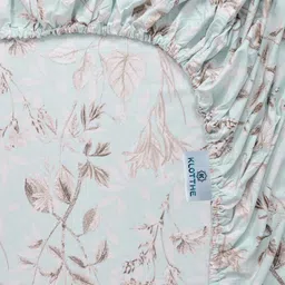 KLOTTHE Turquoise Floral Printed Fitted 300 TC King Double Bedsheet With 2 Pillow Covers image 5