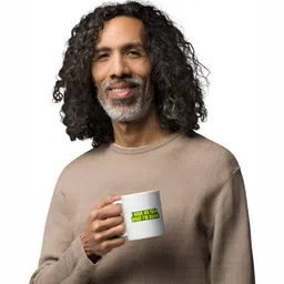 Mr UVD White & Yellow Typography Printed Ceramic Mug image 2