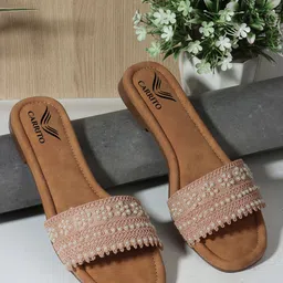 carrito Women Ethnic Embellished Open Toe Flats image 1