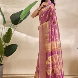 FINFOL Tie and Dye Zari Silk Blend Handloom Mysore Silk Saree image 4