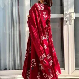 GoSriKi Floral Printed Anarkali Kurta With Palazzos & Dupatta image 3