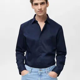 MISCHIEF MONKEY Men Classic Fit Solid Spread Collar Pure Cotton Casual Shirt-picture-22