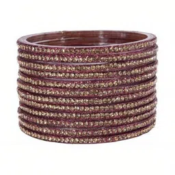 Shasmi Set Of 12 Stone Studded Glass Bangle image 3
